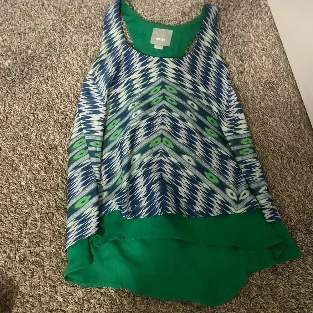 Maeve Tank Green and Blue